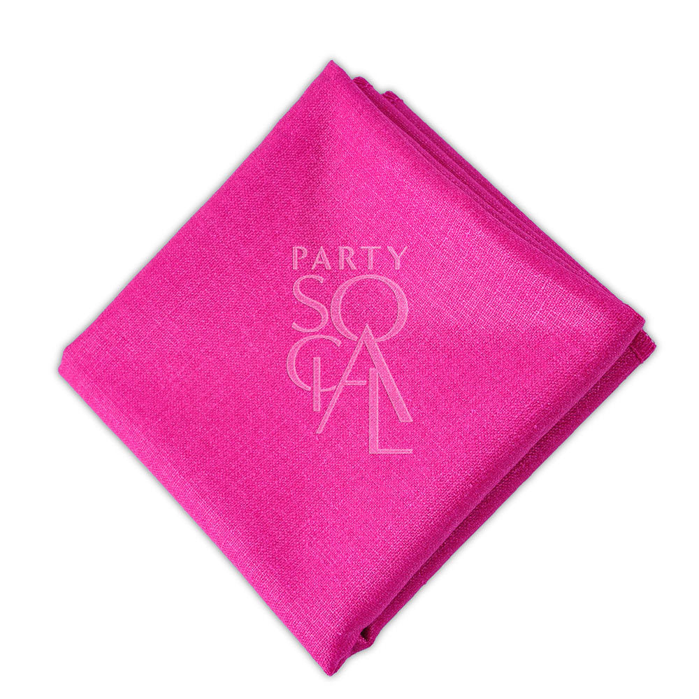 Vibrant fuchsia linen blend napkin, adding a pop of color and a lively touch to your table decor.