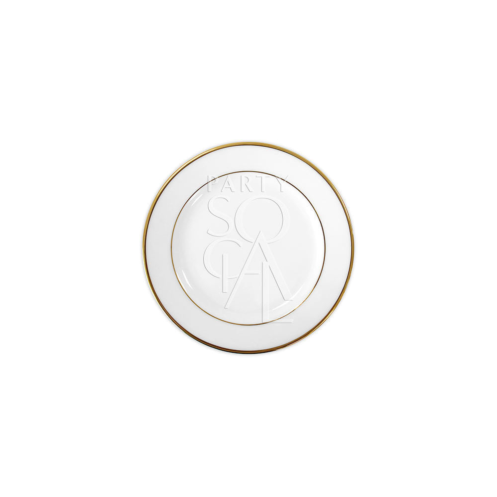 Modern china plate with a refined gold rim, featuring a sleek and contemporary design that adds an elegant touch to any dining occasion.