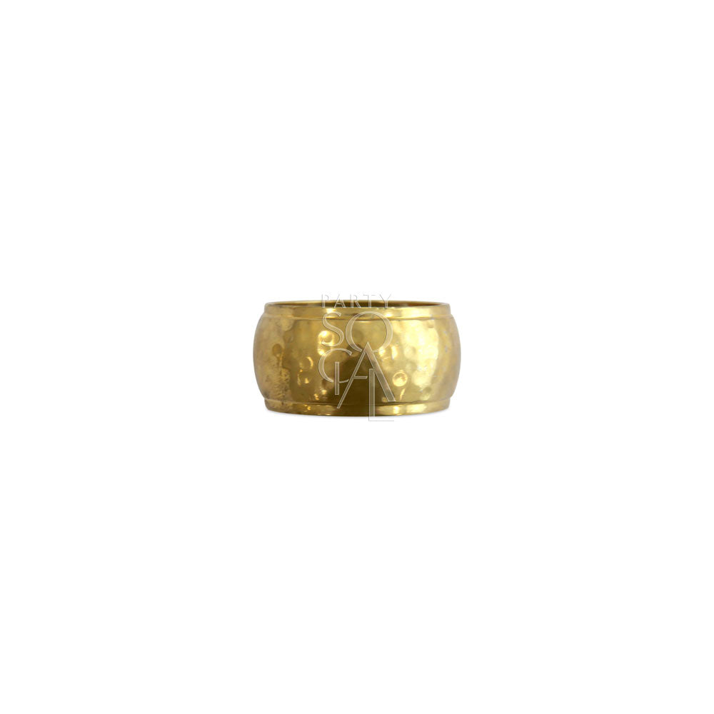 Napkin ring with a hammered dome design, featuring a textured surface for a stylish and contemporary look.