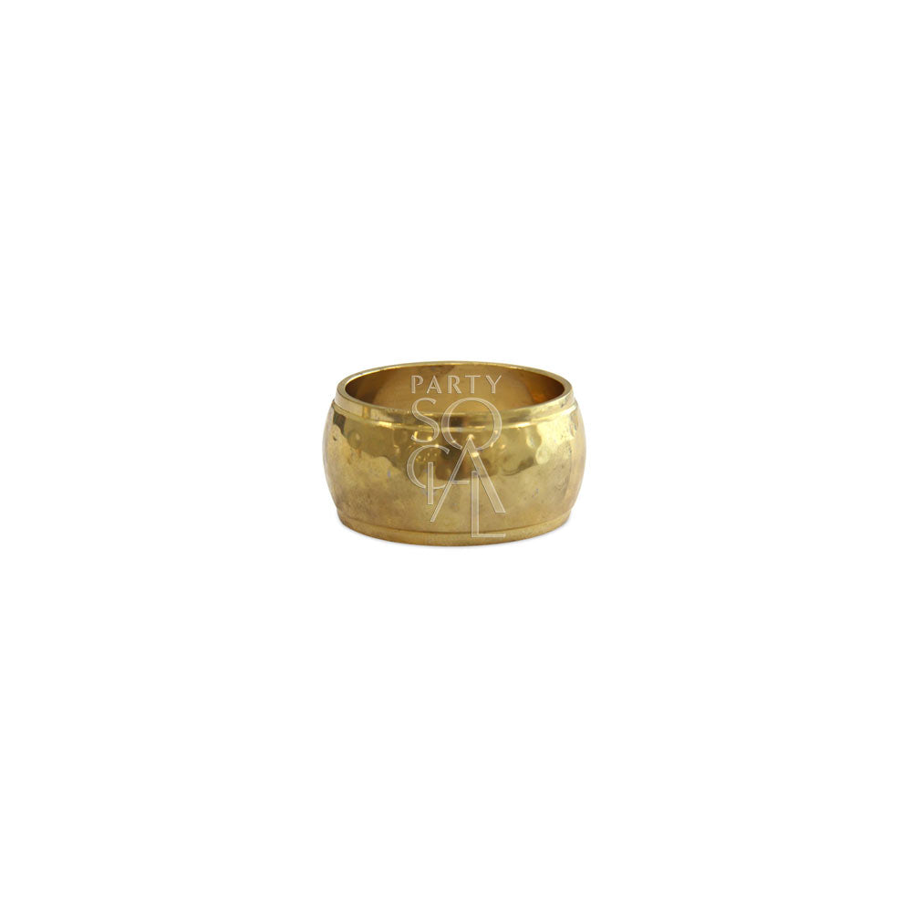 Napkin ring with a hammered dome design, featuring a textured surface for a stylish and contemporary look.