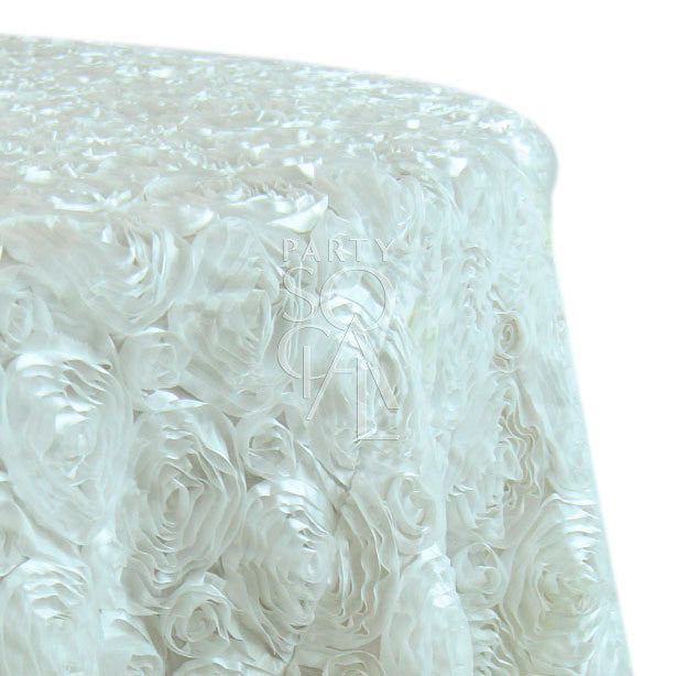 Round tablecloth with a textured fabric, featuring a subtle and elegant pattern that adds depth and interest. The textured design enhances the table setting with a sophisticated and stylish touch, ideal for both casual and formal occasions.