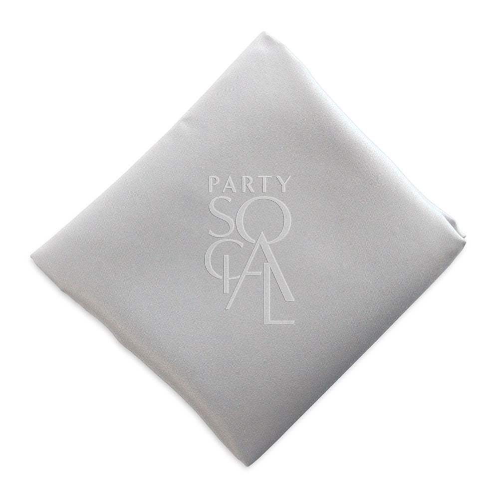 Elegant light grey satin napkin, offering a subtle and sophisticated hue with a smooth, satin finish. The light grey adds a modern and chic touch to any table setting.