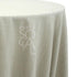 Round linen blend tablecloth in light sand, featuring a soft and natural tone. The light sand color adds an earthy and understated elegance, perfect for a rustic or coastal-themed table setting.
