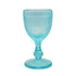 Vintage-style goblet in aqua blue with a diamond pattern, adding a touch of elegance.