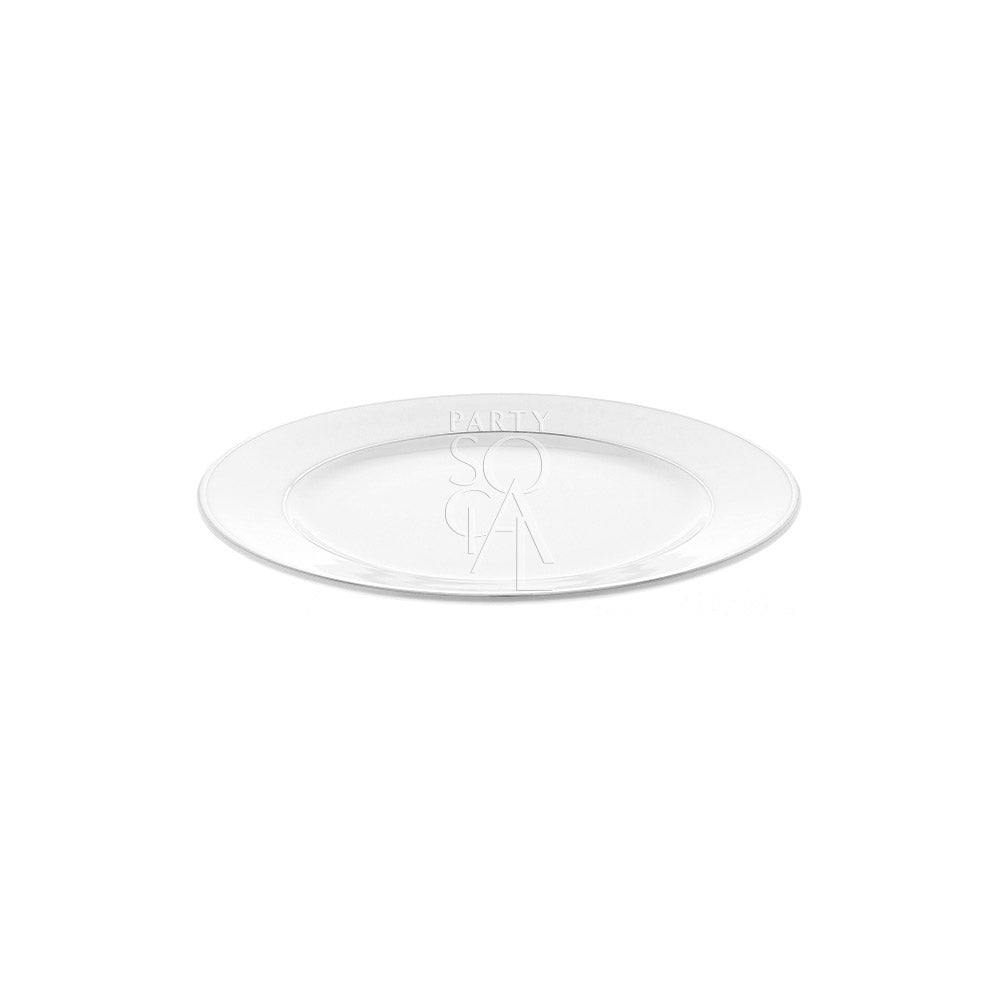 Contemporary China plates with a sleek silver rim, featuring a modern design that adds a touch of sophistication and elegance to any dining experience.