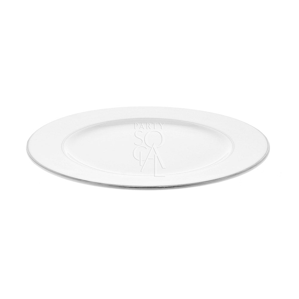 Contemporary China plates with a sleek silver rim, featuring a modern design that adds a touch of sophistication and elegance to any dining experience.