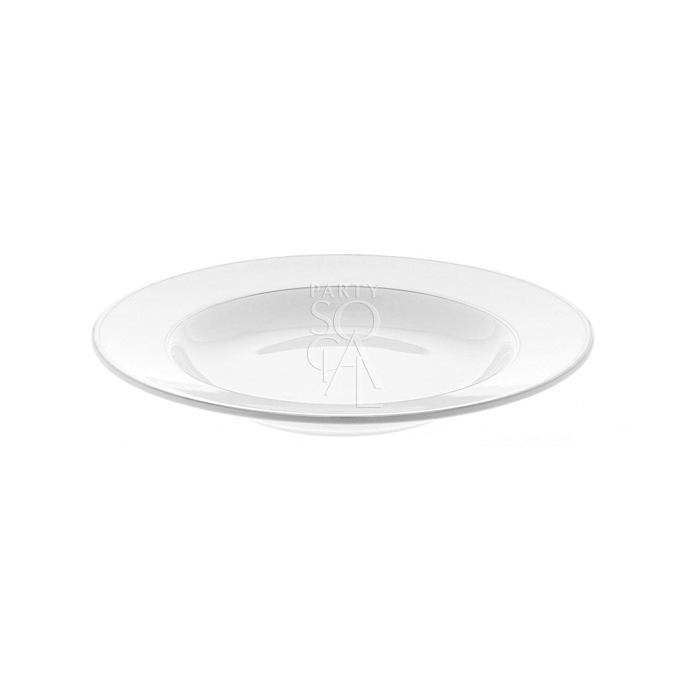 Contemporary China plates with a sleek silver rim, featuring a modern design that adds a touch of sophistication and elegance to any dining experience.