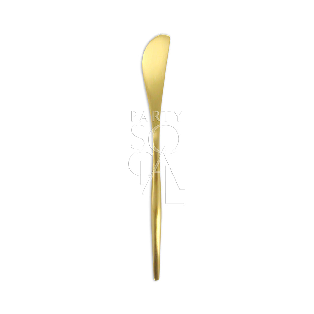 Elegant modern gold cutlery set with a chic and polished finish, offering a luxurious and contemporary touch to enhance any dining experience.