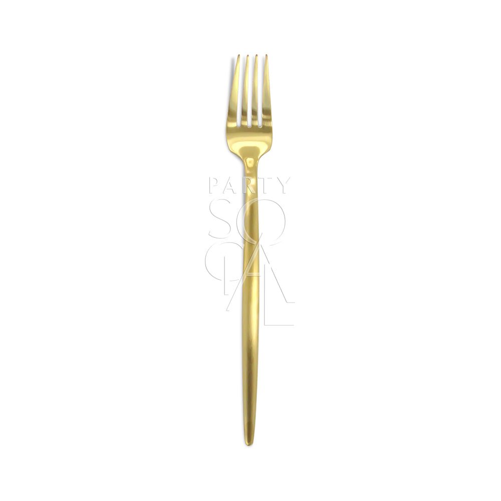 Elegant modern gold cutlery set with a chic and polished finish, offering a luxurious and contemporary touch to enhance any dining experience.