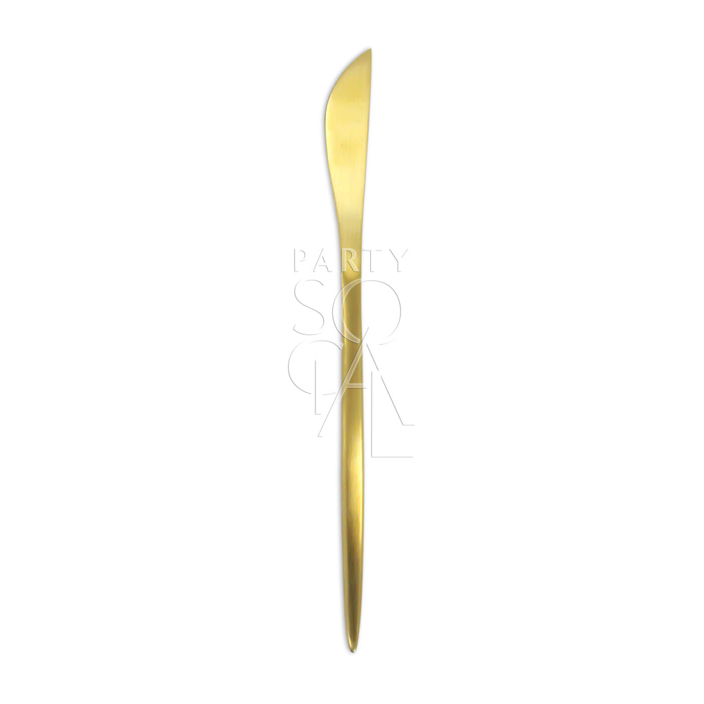 Elegant modern gold cutlery set with a chic and polished finish, offering a luxurious and contemporary touch to enhance any dining experience.