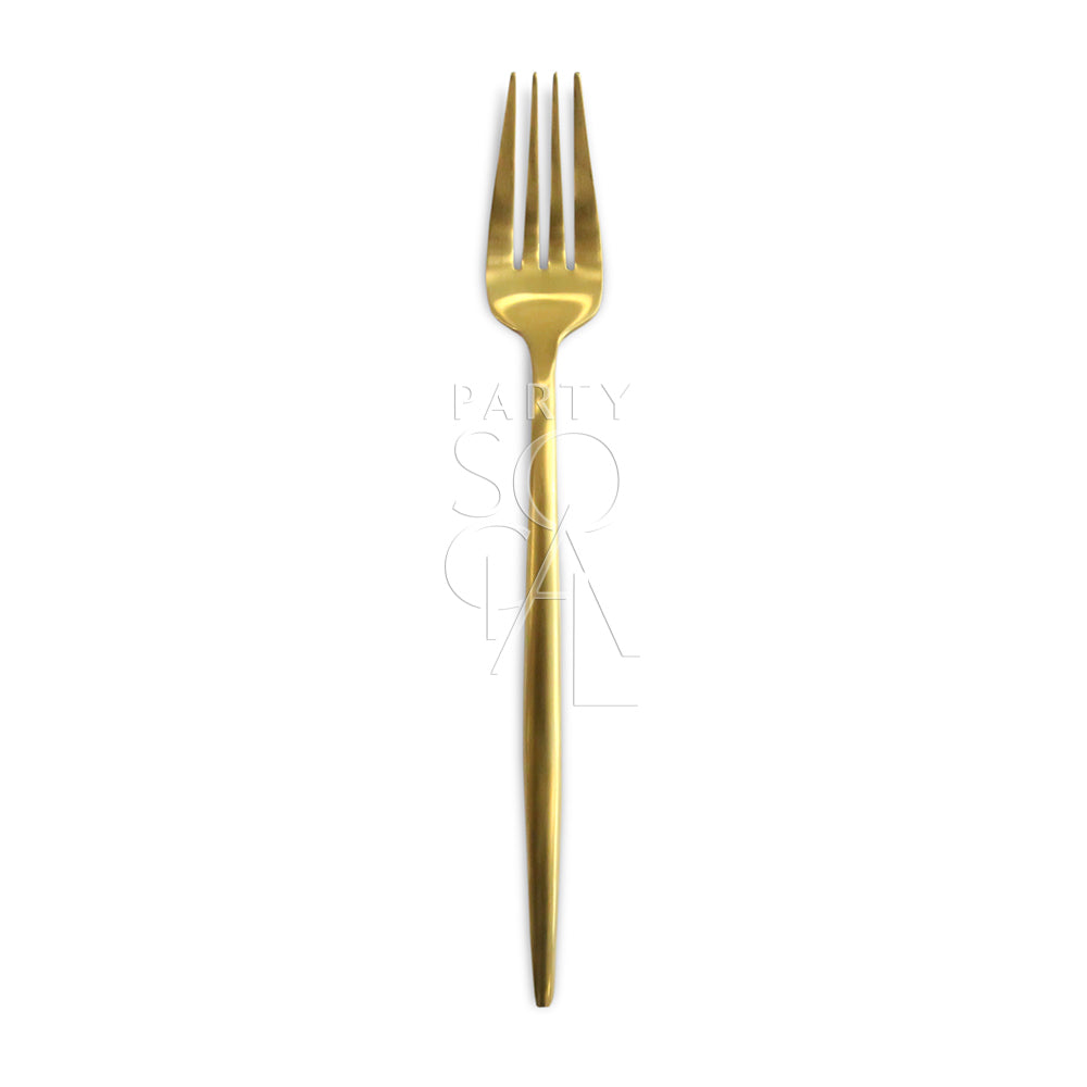 Elegant modern gold cutlery set with a chic and polished finish, offering a luxurious and contemporary touch to enhance any dining experience.