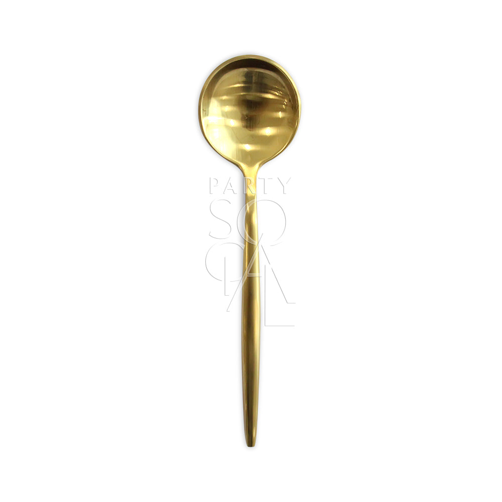 Elegant modern gold cutlery set with a chic and polished finish, offering a luxurious and contemporary touch to enhance any dining experience.