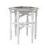 Moroccan folding table with intricate geometric patterns and vibrant colors. The table features a collapsible design for easy storage and transport, with ornate detailing typical of Moroccan craftsmanship.