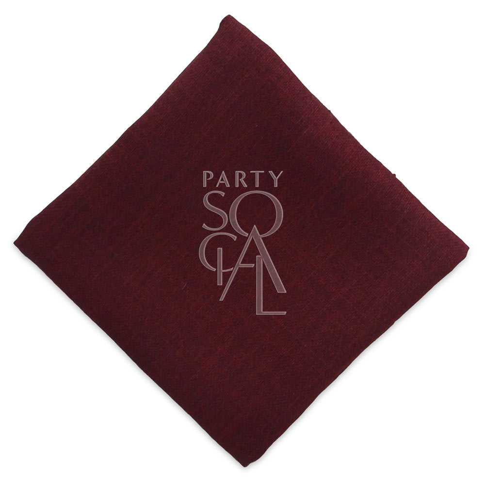 Rich burgundy linen blend napkin, featuring a deep and elegant color that brings warmth and refinement to your dining experience.