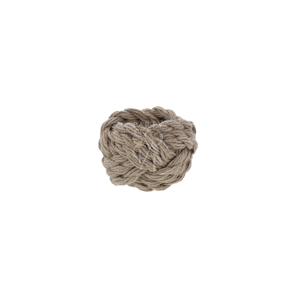 Rustic corded jute round napkin ring, featuring a natural, textured design with a sturdy, woven finish. The round shape and jute material add an earthy, handcrafted touch, perfect for enhancing casual or rustic table settings.