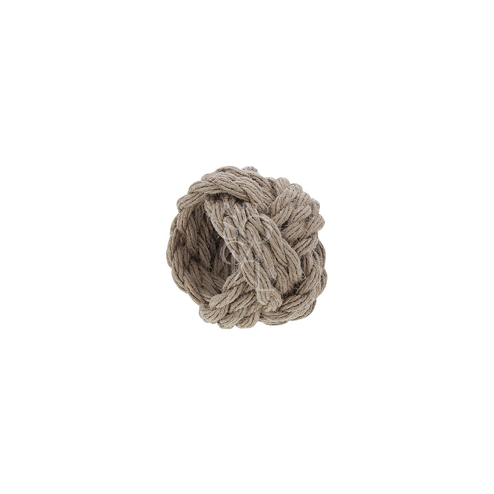 Rustic corded jute round napkin ring, featuring a natural, textured design with a sturdy, woven finish. The round shape and jute material add an earthy, handcrafted touch, perfect for enhancing casual or rustic table settings.