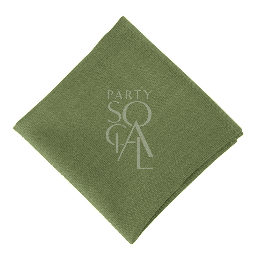 Elegant cotton linen napkin in a classic olive green color, offering a rich and earthy tone. The olive green hue adds a natural and timeless touch to any table setting.