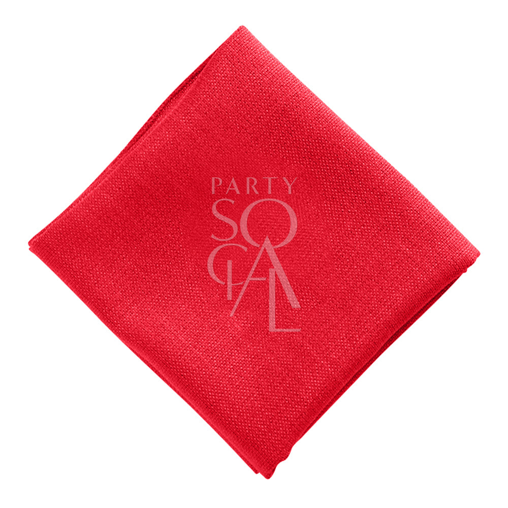 Bold cotton linen napkin in a striking red shade, showcasing a rich and smooth texture. The vibrant red color brings a dramatic and eye-catching element to your dining experience.