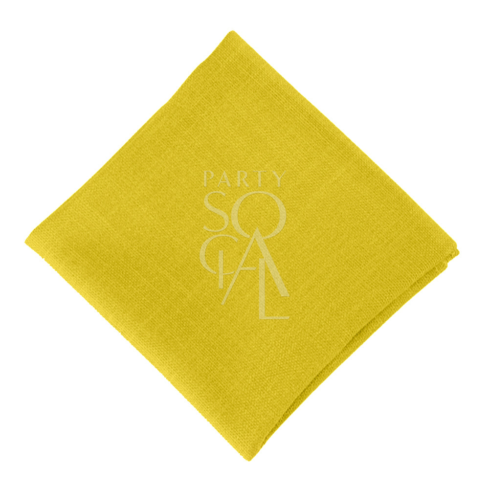 Bright yellow linen blend napkin, adding a cheerful and sunny touch to your table, perfect for a lively and warm atmosphere.