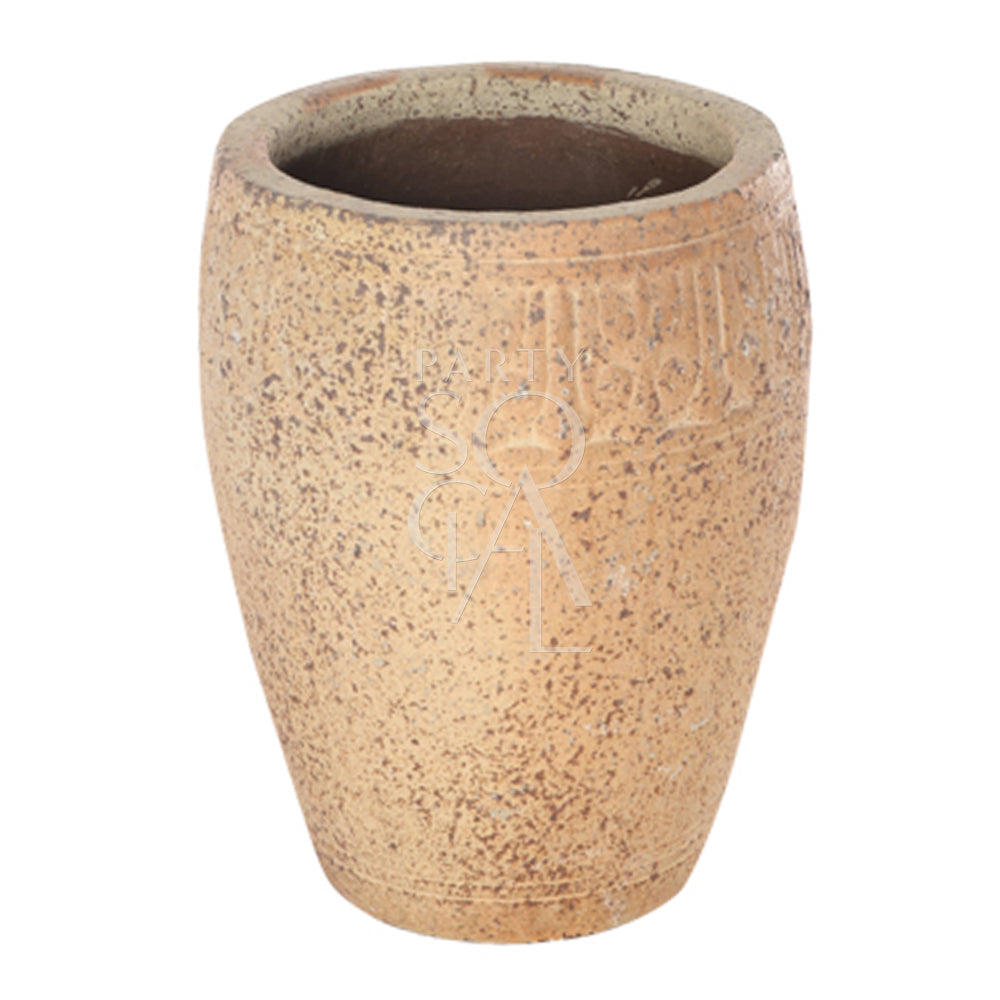 Sturdy outdoor pot with a durable design, suitable for various plants and flowers. The pot features a robust construction, ideal for withstanding outdoor conditions, and often includes drainage holes to ensure proper plant care. Its versatile style complements gardens, patios, or outdoor spaces, providing both functionality and aesthetic appeal.