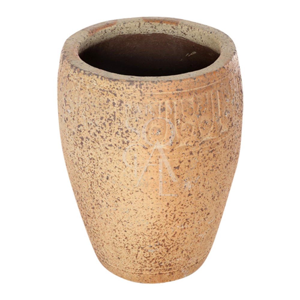 Sturdy outdoor pot with a durable design, suitable for various plants and flowers. The pot features a robust construction, ideal for withstanding outdoor conditions, and often includes drainage holes to ensure proper plant care. Its versatile style complements gardens, patios, or outdoor spaces, providing both functionality and aesthetic appeal.