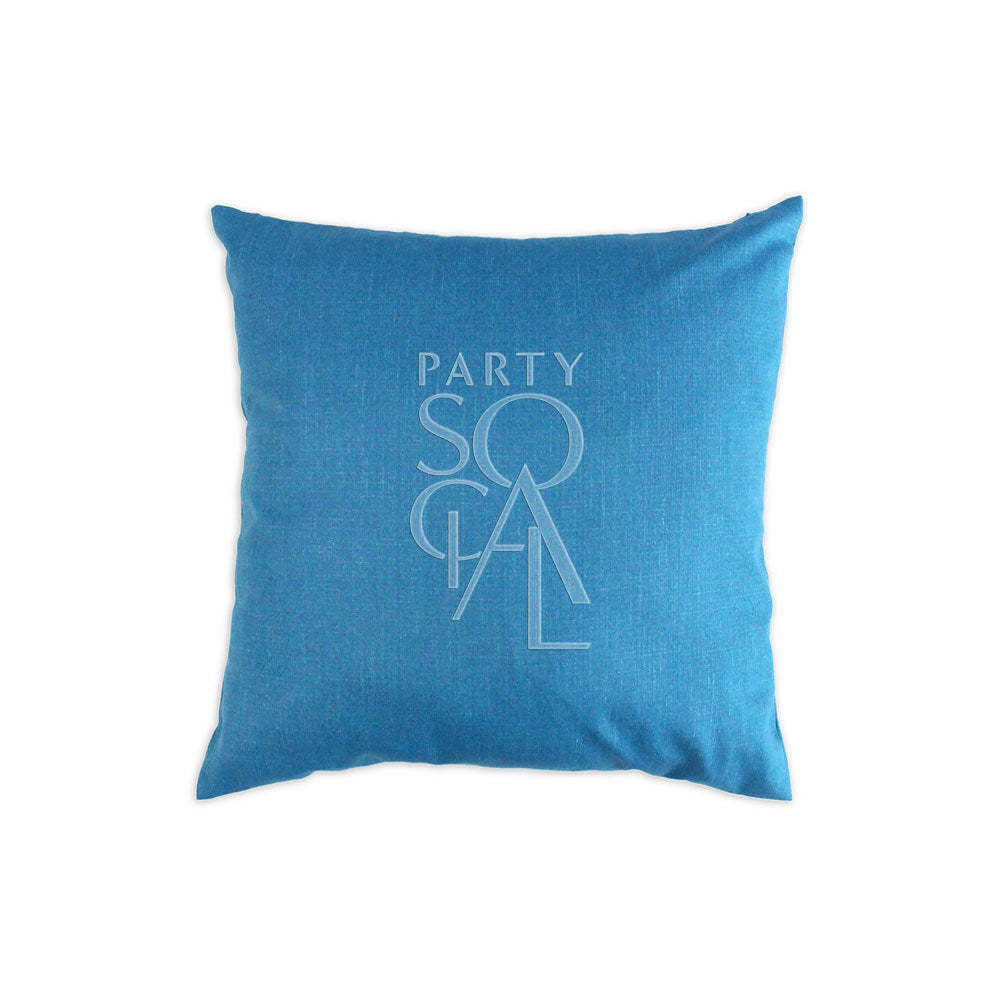Rich linen blend cushion cover in peacock blue, measuring 40x40cm. The deep blue-green hue and textured fabric add a luxurious and vibrant touch, perfect for enhancing any seating area.