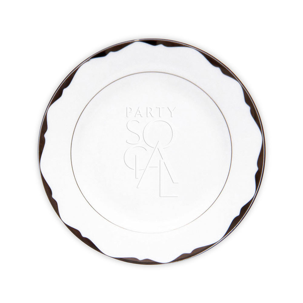 Elegant China platinum plates featuring a sophisticated design with a subtle platinum trim, adding a touch of luxury and refinement to any dining occasion.