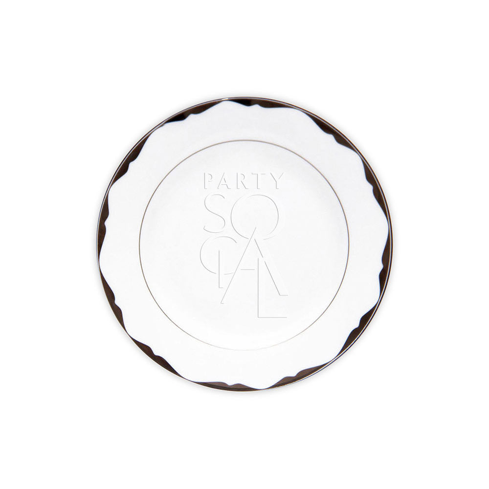 Elegant China platinum plates featuring a sophisticated design with a subtle platinum trim, adding a touch of luxury and refinement to any dining occasion.