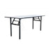 6-foot rectangular banquet table with a sturdy frame and a smooth, flat surface. Ideal for events and dining setups, offering ample space for seating and serving.