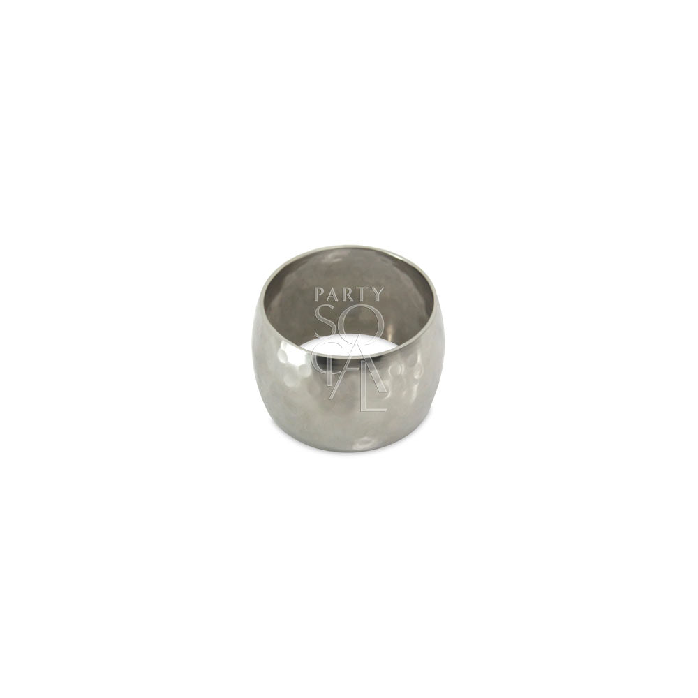 Napkin ring with a hammered dome design, featuring a textured surface for a stylish and contemporary look.