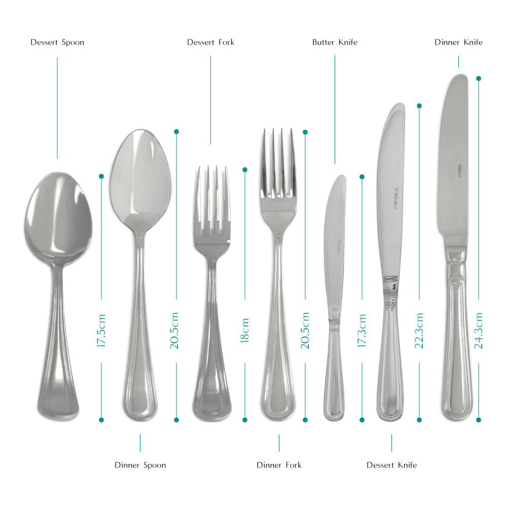 Classic simple silver cutlery set with a clean and straightforward design, offering a versatile and timeless option for any dining occasion.