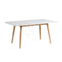 White rectangular table, featuring a sleek and modern design with a clean, crisp finish, perfect for dining or event setups.