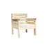 White wood armchair with a classic design, featuring a sturdy frame, comfortable padded seat, and elegant backrest. Ideal for adding a touch of sophistication to any living space or dining area.