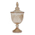 A stunning crystal vase in an amber hue, characterized by its faceted surface that creates a beautiful play of light. The vase features a classic, tapered design with a wide mouth and a slender neck, perfect for showcasing fresh flowers or as a standalone decorative piece.