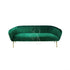 Luxurious 3-seater sofa in rich royal green velvet. The sofa boasts a sumptuous texture, offering both elegance and comfort with its plush cushioning and sleek, modern design. Perfect for adding a bold touch of color and sophistication to any room.