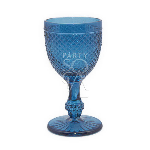 Elegant vintage-style goblet in navy blue with a diamond pattern for a sophisticated touch.