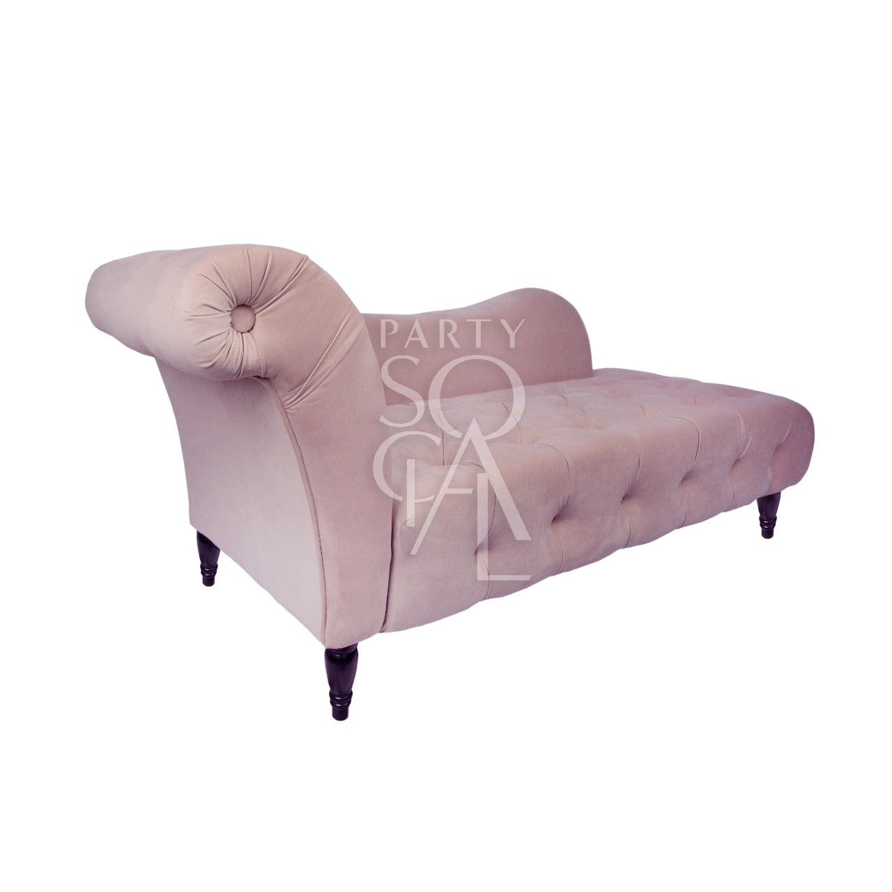 Elegant blush pink velvet sofa with a plush, soft texture. The sofa features a sleek, modern design with clean lines and a sophisticated finish, providing both comfort and style to any living space.