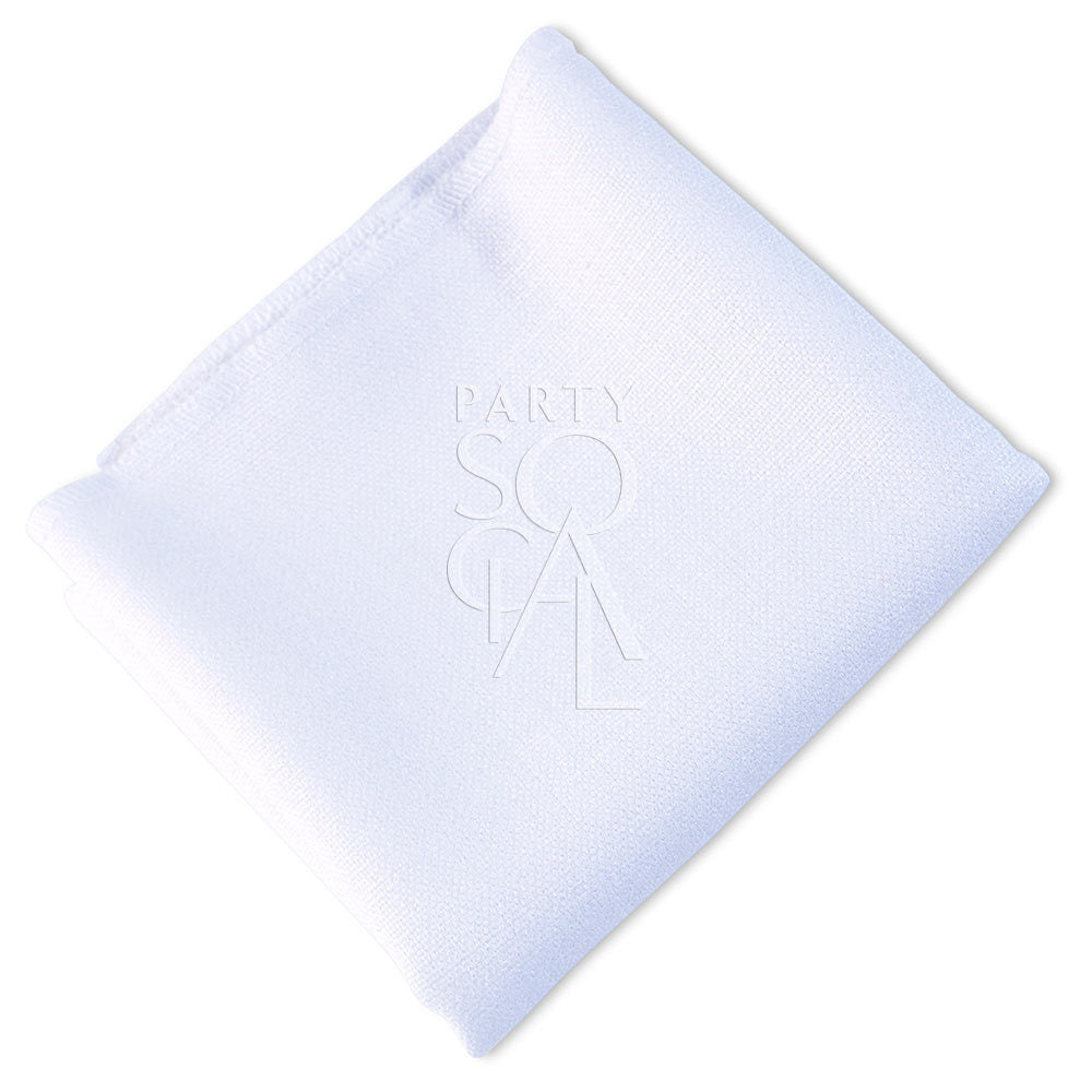 Pure white linen blend napkin, providing a timeless and versatile color that complements any table decor, from casual to formal.