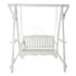 Charming white wooden swing with a classic design, featuring a smooth, polished finish and sturdy rope attachments. The swing’s clean white color and simple style add a touch of elegance and nostalgia, making it an inviting addition to gardens, patios, or outdoor spaces.