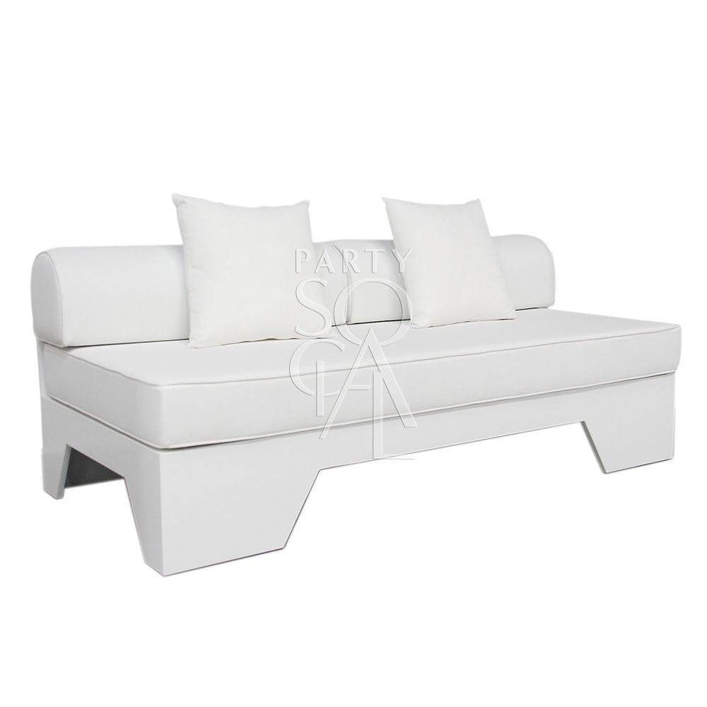 White 3-seater lounge with a modern design featuring soft cushions and clean lines. The lounge offers spacious and comfortable seating, with a minimalist white frame that complements a variety of interior styles.