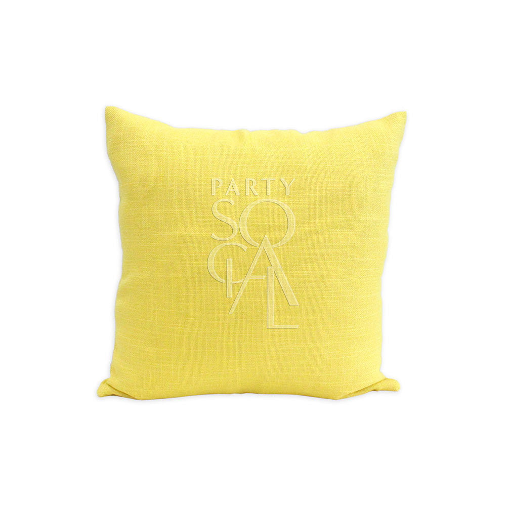 Bright linen weave cushion cover in a sunny yellow color, measuring 40x40cm. The cheerful yellow hue brings warmth and a pop of color to your living space or bedroom decor.