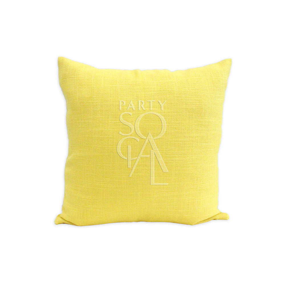 Bright linen blend cushion cover in yellow, measuring 40x40cm. The cheerful yellow hue and textured fabric add a sunny and stylish touch, perfect for brightening up any seating area or decor.