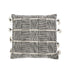 Elegant cushion cover in a black and white pattern, adorned with playful tassels along the edges. The combination of geometric designs and decorative tassels adds a stylish, bohemian flair to any living space or seating area.