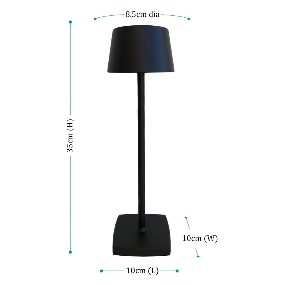 Sleek wireless lamp in black, featuring a modern and minimalist design with a smooth, matte finish. The lamp’s wireless functionality and elegant black color make it a stylish and convenient addition to any space, providing a sophisticated touch with versatile lighting.