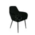 Elegant chair upholstered in deep black velvet, showcasing a sophisticated and modern design. The chair&