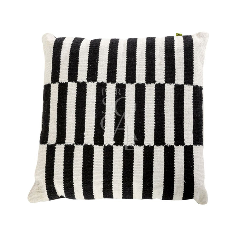 Trendy cushion cover with a striking black and white striped pattern. The vertical stripes create a bold, contemporary look, perfect for adding a touch of modern sophistication to boho-themed interiors.