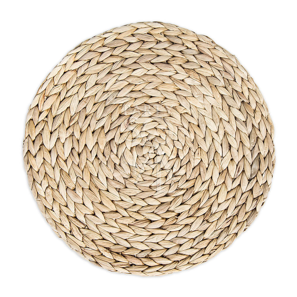 Stylish cane placemat featuring a woven design with a natural, textured finish. The placemat’s subtle, earthy tones and intricate weave add a touch of rustic charm and elegance to any dining table, providing both functionality and aesthetic appeal.