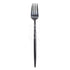 Sleek modern black cutlery set featuring a contemporary design with a matte finish, adding a stylish and sophisticated touch to any dining table.