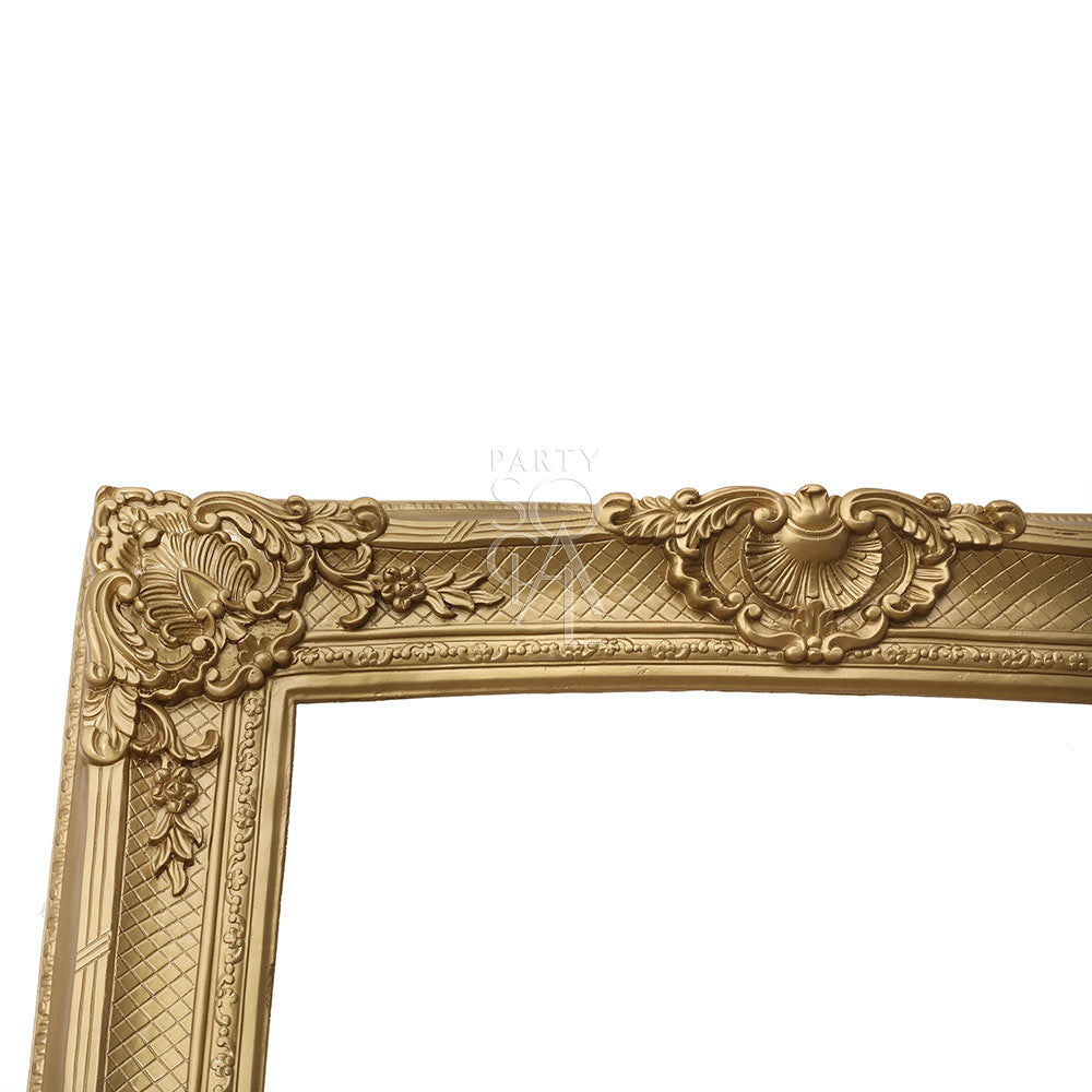 Elegant gold frame with a lustrous, metallic finish and intricate detailing. The frame’s rich gold color and ornate design add a touch of luxury and sophistication, making it perfect for displaying artwork, photographs, or cherished memories in a stylish and refined manner.