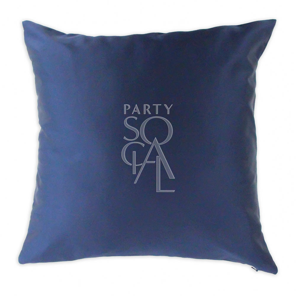 Opulent satin cushion cover in midnight blue, measuring 60x60cm. The large size and rich, dark blue color add a statement of sophistication and luxury to any seating area or decor.